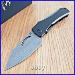 Kansept Knives Loki Frame Folding Knife 3 Damascus Steel Blade Titanium Handle