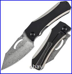 Kansept Knives Loki Frame Folding Knife 3 Damascus Steel Blade Titanium Handle