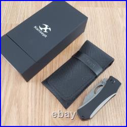 Kansept Knives Loki Frame Folding Knife 3 Damascus Steel Blade Titanium Handle