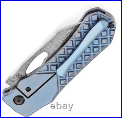 Kansept Knives Loki Framelock Blue Frag Titanium Folding Damascus Knife 1058B7