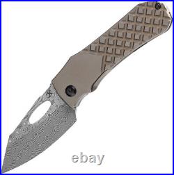 Kansept Knives Loki Framelock Bronze Frag Titanium Folding Damascus Knife 1058B5