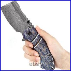 Kansept Knives M+ Korvid Liner Folding Knife 3.13 Damascus Steel Blade Titanium