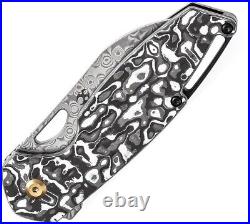 Kansept Knives M6 Folding Knife 3.25 Damascus Steel Blade Carbon Fiber Handle