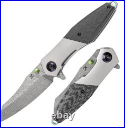Kansept Knives Mistaken Folding Knife 3.25 Damascus Steel Blade Titanium Handle