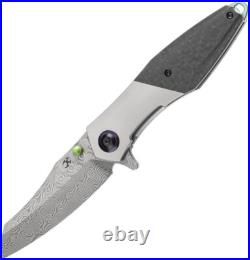 Kansept Knives Mistaken Folding Knife 3.25 Damascus Steel Blade Titanium Handle