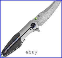 Kansept Knives Mistaken Folding Knife 3.25 Damascus Steel Blade Titanium Handle