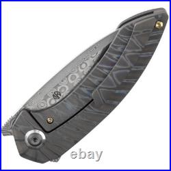 Kansept Knives ODD 21 Framelock Stripe Titanium Folding Damascus Knife 1077A5