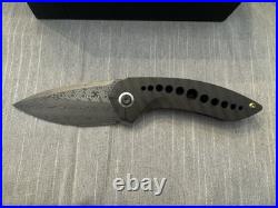 Kansept Knives ODD 21 Framelock Stripe Titanium Folding Damascus Knife 1077A5