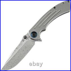 Kansept Knives Pretatout Folding Knife 3.56 Damascus Steel Blade Titanium Handle