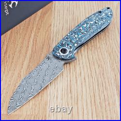 Kansept Knives Prometheus Folding Knife 3.25 Damascus Steel Blade Carbon Fiber