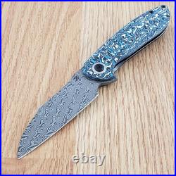 Kansept Knives Prometheus Folding Knife 3.25 Damascus Steel Blade Carbon Fiber