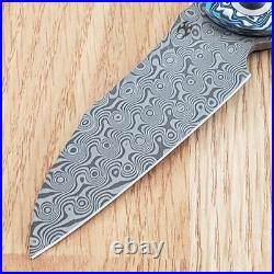 Kansept Knives Prometheus Folding Knife 3.25 Damascus Steel Blade Carbon Fiber