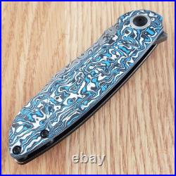 Kansept Knives Prometheus Folding Knife 3.25 Damascus Steel Blade Carbon Fiber