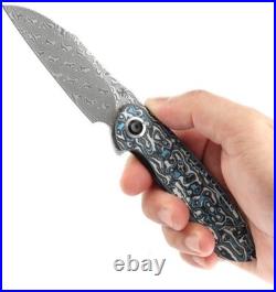 Kansept Knives Prometheus Folding Knife 3.25 Damascus Steel Blade Carbon Fiber