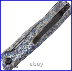 Kansept Knives Qilin Linerlock Lightning Titanium Folding Damascus Knife 1047A3