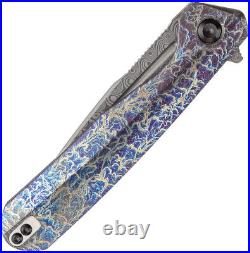 Kansept Knives Qilin Linerlock Lightning Titanium Folding Damascus Knife 1047A3