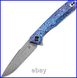 Kansept Knives Qilin Linerlock Timascus Folding Damascus Pocket Knife 1047A4