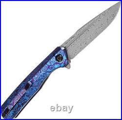 Kansept Knives Qilin Linerlock Timascus Folding Damascus Pocket Knife 1047A4