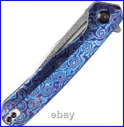 Kansept Knives Qilin Linerlock Timascus Folding Damascus Pocket Knife 1047A4