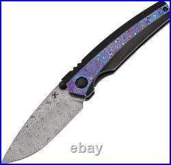Kansept Knives Raven Framelock Titanium & Timascus Folding Damascus Knife 2109A4