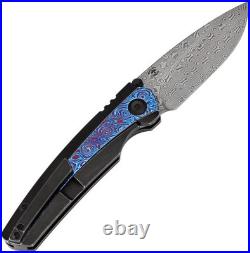 Kansept Knives Raven Framelock Titanium & Timascus Folding Damascus Knife 2109A4