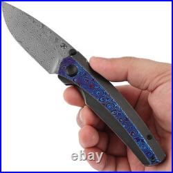 Kansept Knives Raven Framelock Titanium & Timascus Folding Damascus Knife 2109A4