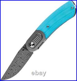 Kansept Knives Reverie 3.13 Damascus Blade Blue Handle Folding Knife K2025A8