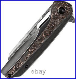 Kansept Knives Shard Black Titanium & Copper CF Folding Damascus Knife 1006C2