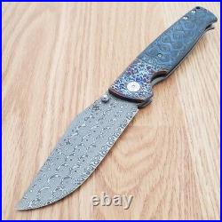 Kansept Knives Shikari Folding Knife 4.25 Damascus Blade Carbon Fiber Handle