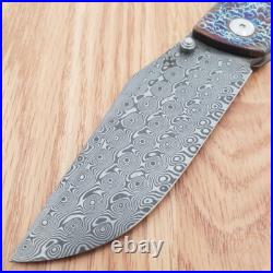 Kansept Knives Shikari Folding Knife 4.25 Damascus Blade Carbon Fiber Handle