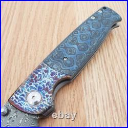 Kansept Knives Shikari Folding Knife 4.25 Damascus Blade Carbon Fiber Handle