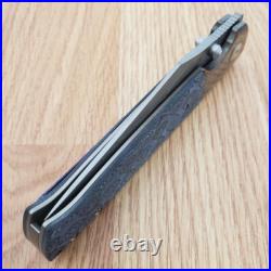 Kansept Knives Shikari Folding Knife 4.25 Damascus Blade Carbon Fiber Handle