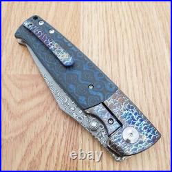 Kansept Knives Shikari Folding Knife 4.25 Damascus Blade Carbon Fiber Handle