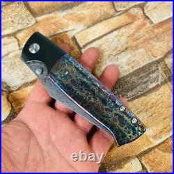 Kansept Knives Shikari Folding Knife 4 Damascus Steel Blade Titanium Handle