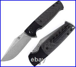 Kansept Knives Skikari Folding Knife 3.38 Damascus Steel Blade Carbon Fiber