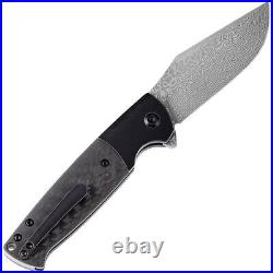 Kansept Knives Skikari Folding Knife 3.38 Damascus Steel Blade Carbon Fiber