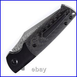 Kansept Knives Skikari Folding Knife 3.38 Damascus Steel Blade Carbon Fiber