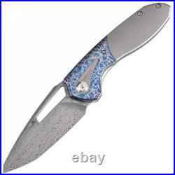 Kansept Knives Thoth Bolster Lock Titanium Folding Damascus Knife 1075T5
