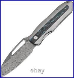 Kansept Knives Thunderhead Titanium & Carbon Fiber Folding Damascus Knife 1106A5