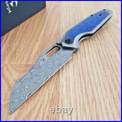 Kansept Knives Tuckamore Folding Knife 3.5 Damascus Steel Blade Titanium Handle