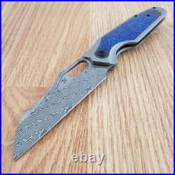 Kansept Knives Tuckamore Folding Knife 3.5 Damascus Steel Blade Titanium Handle