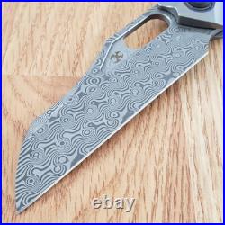 Kansept Knives Tuckamore Folding Knife 3.5 Damascus Steel Blade Titanium Handle