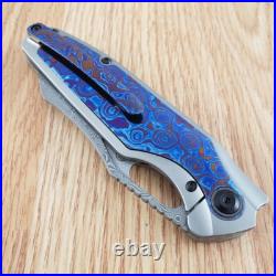Kansept Knives Tuckamore Folding Knife 3.5 Damascus Steel Blade Titanium Handle