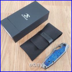 Kansept Knives Tuckamore Folding Knife 3.5 Damascus Steel Blade Titanium Handle