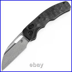Kansept Knives Vivid Crossbar Lock Titanium & CF Folding Damascus Knife 1094V1
