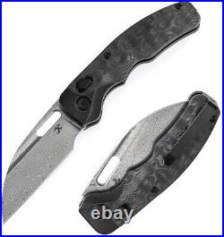 Kansept Knives Vivid Folding Knife 3 Damascus Steel Blade Titanium/CF Handle