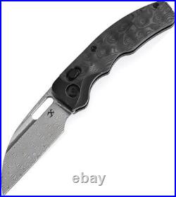 Kansept Knives Vivid Folding Knife 3 Damascus Steel Blade Titanium/CF Handle