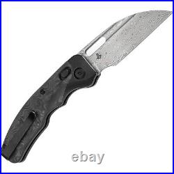Kansept Knives Vivid Folding Knife 3 Damascus Steel Blade Titanium/CF Handle