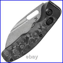 Kansept Knives Vivid Folding Knife 3 Damascus Steel Blade Titanium/CF Handle