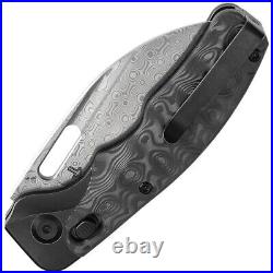Kansept Knives Vivid Folding Knife 3 Damascus Steel Blade Titanium/CF Handle
